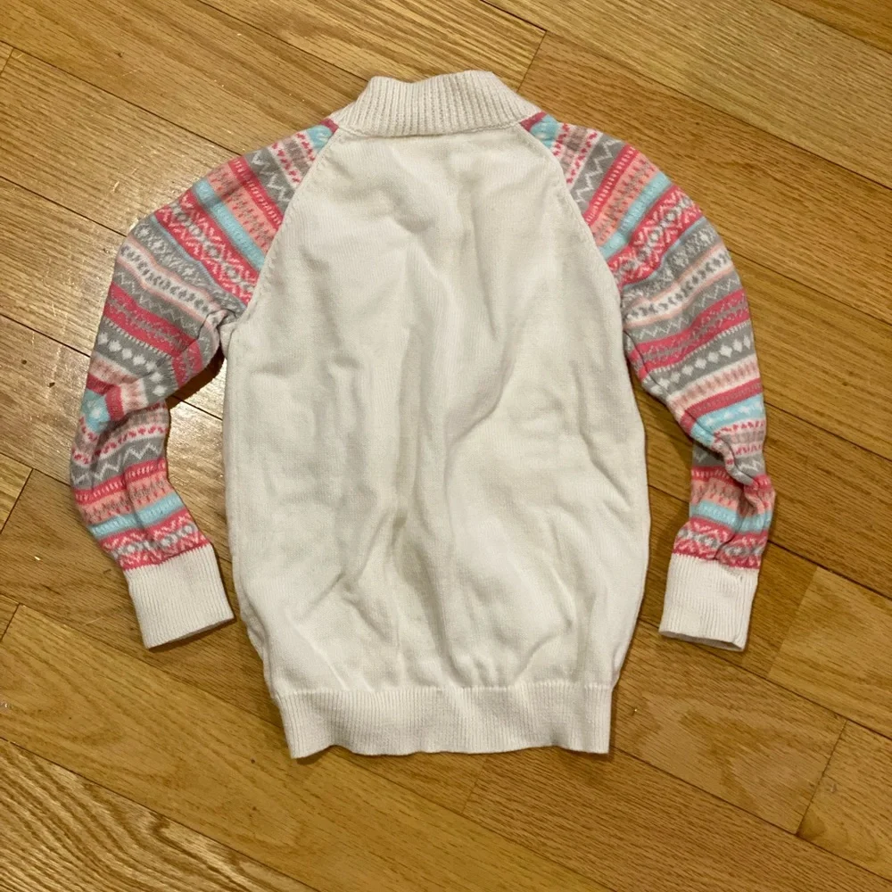 OshKosh White Pink Snap Button Up Cardigan Sweater Size 3T